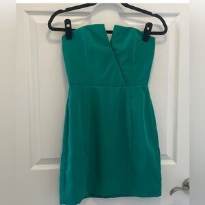 Naven Slit-Neck Strapless Bombshell Mini Dress S